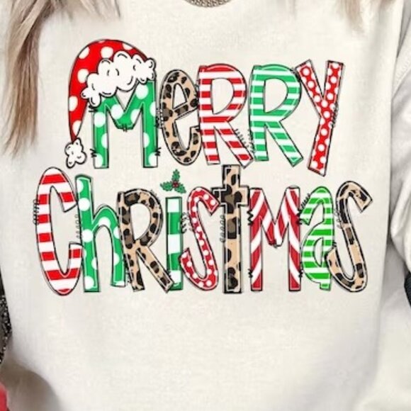 Christmas Sweatshirt Merry Christmas Sweatshirt 3 90 - Picture 2 of 5